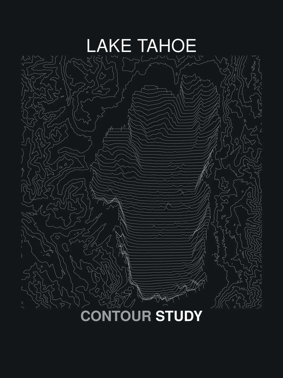 Contour Study — full plate, white contour print on ink
