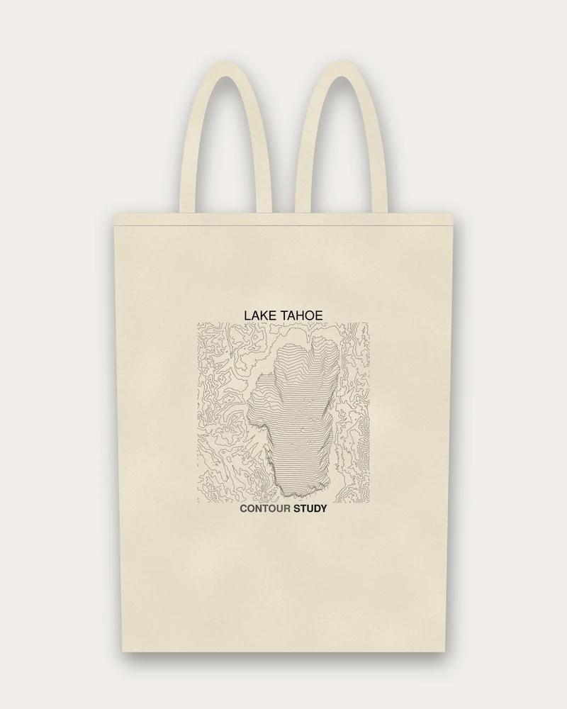 Contour Study on natural canvas tote