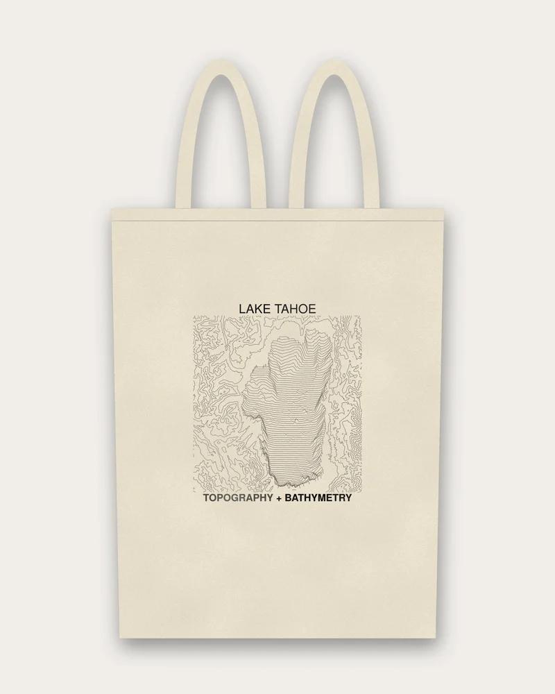 Topography + Bathymetry on natural canvas tote