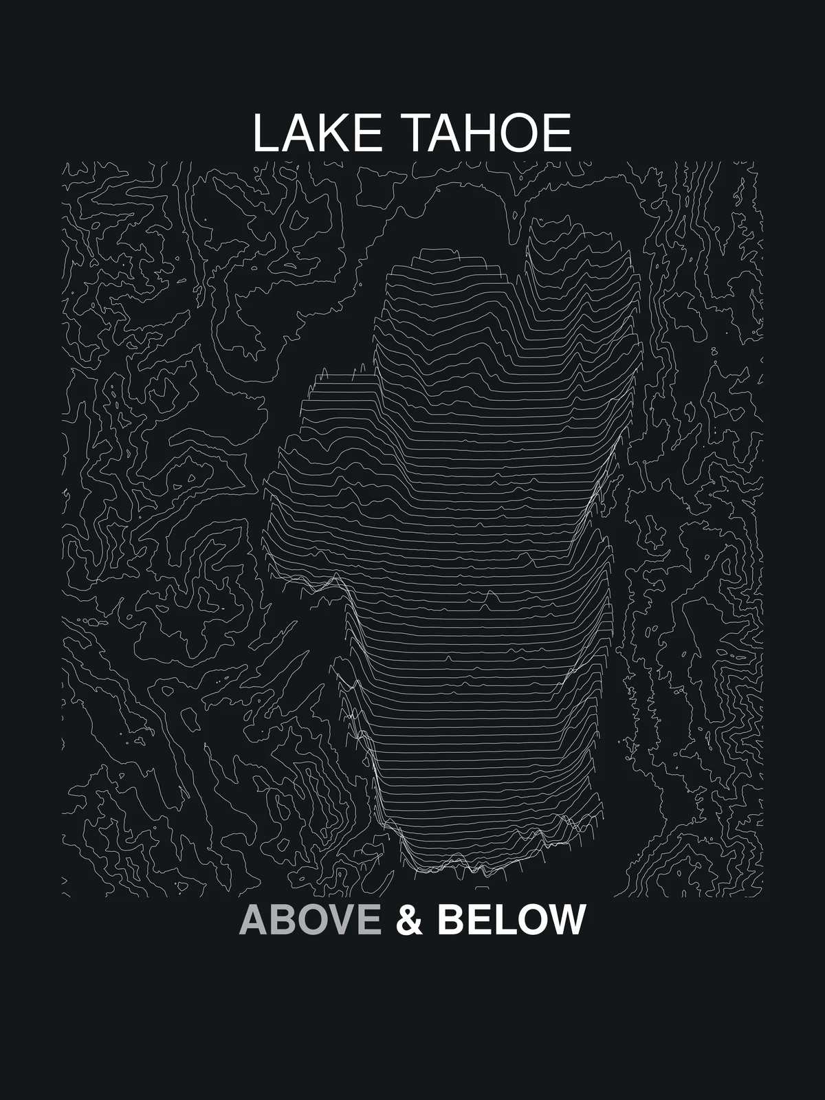 Above & Below — full plate, white contour print on ink